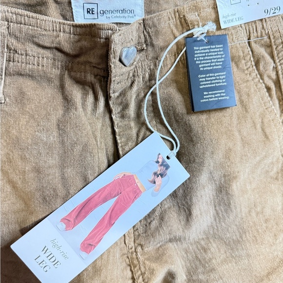 REgeneration by celebrity pink high rise wide leg corduroy pant size 9/29 NWT - Picture 3 of 3